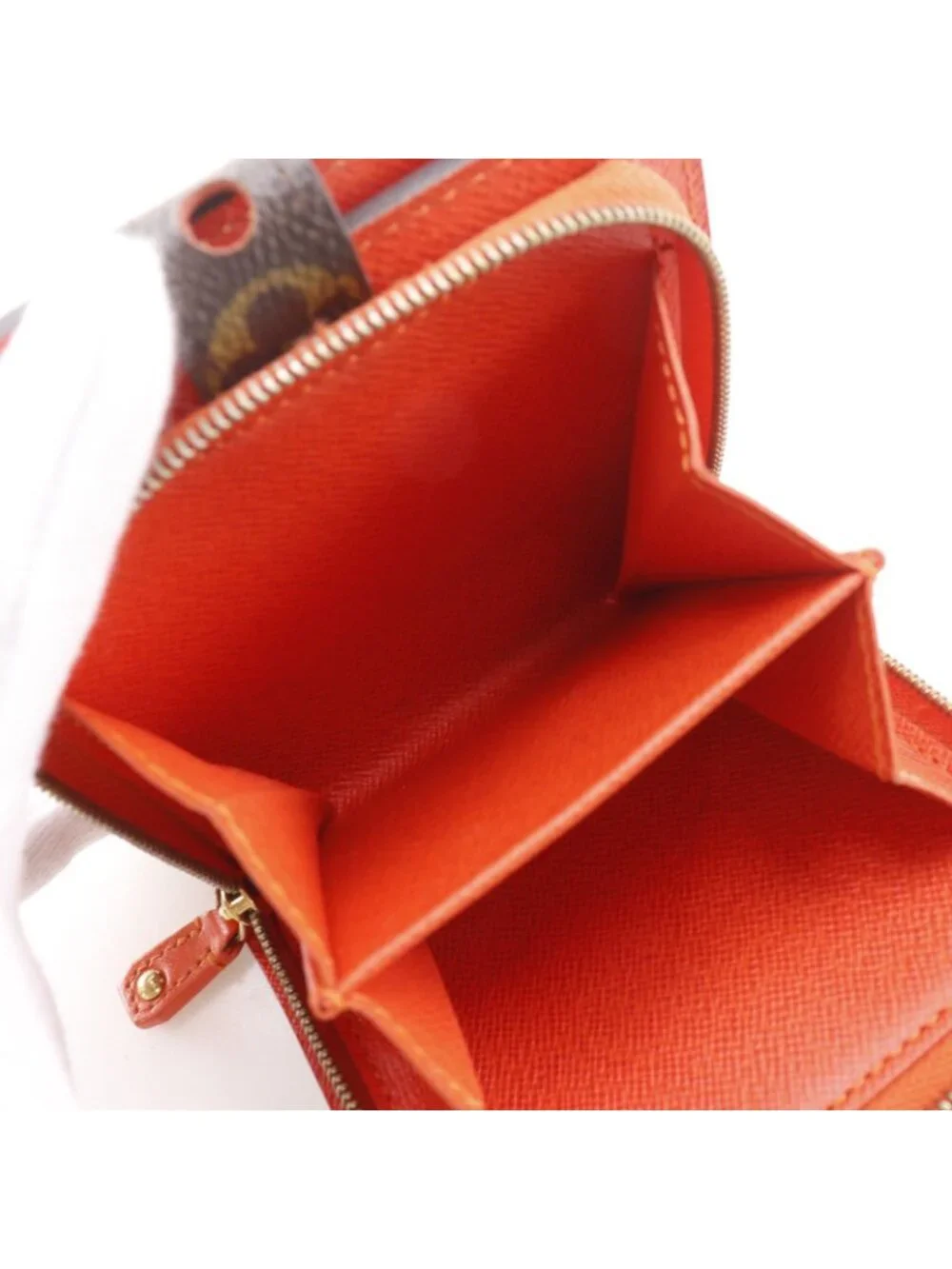 Louis Vuitton Compact Zip Monogram Perfo Canvas Brown Orange Bifold Wallet